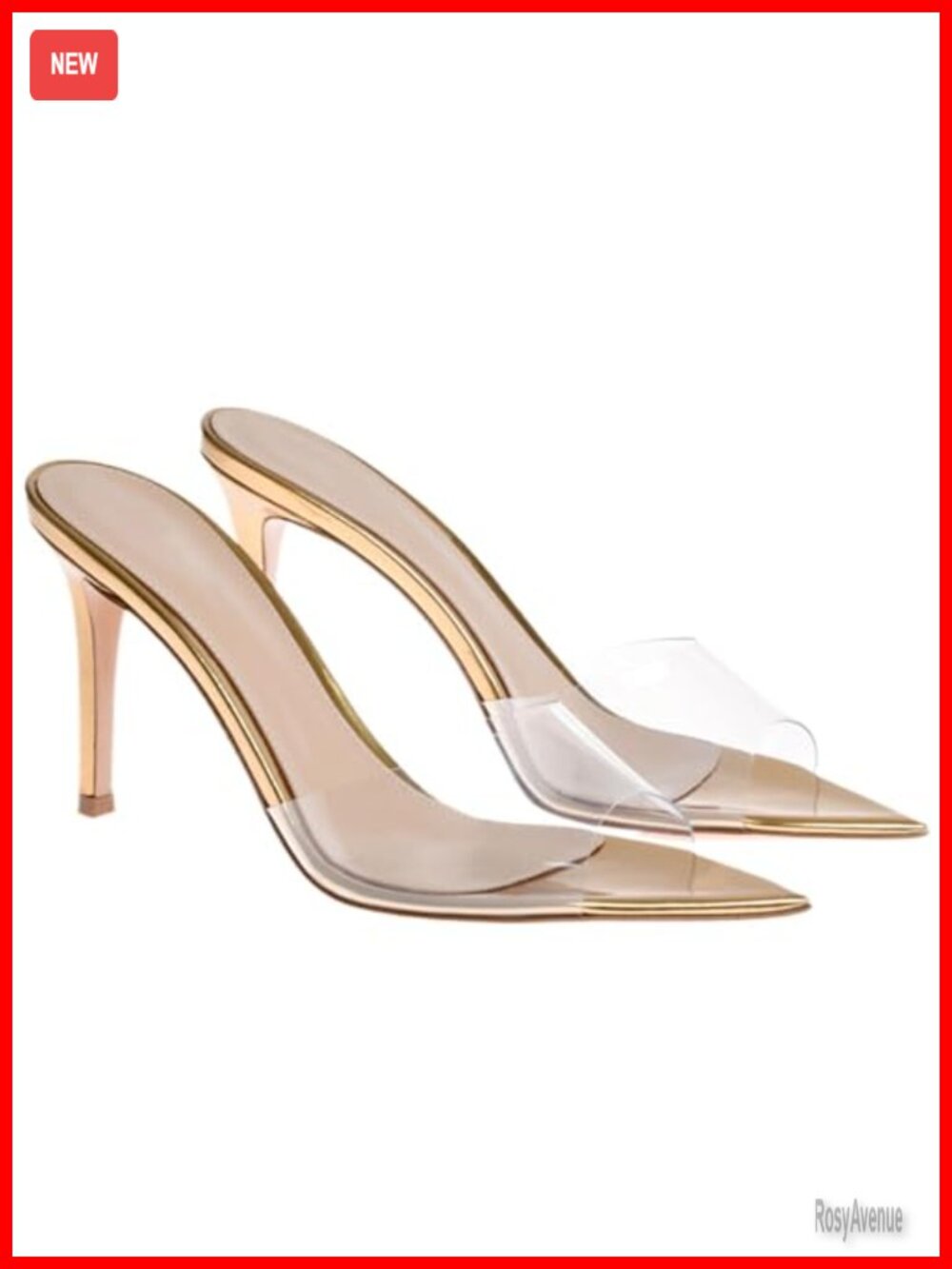 Women's Clear Pointed Toe Slingback Stiletto Heel Sandals Open Toe Slip On
